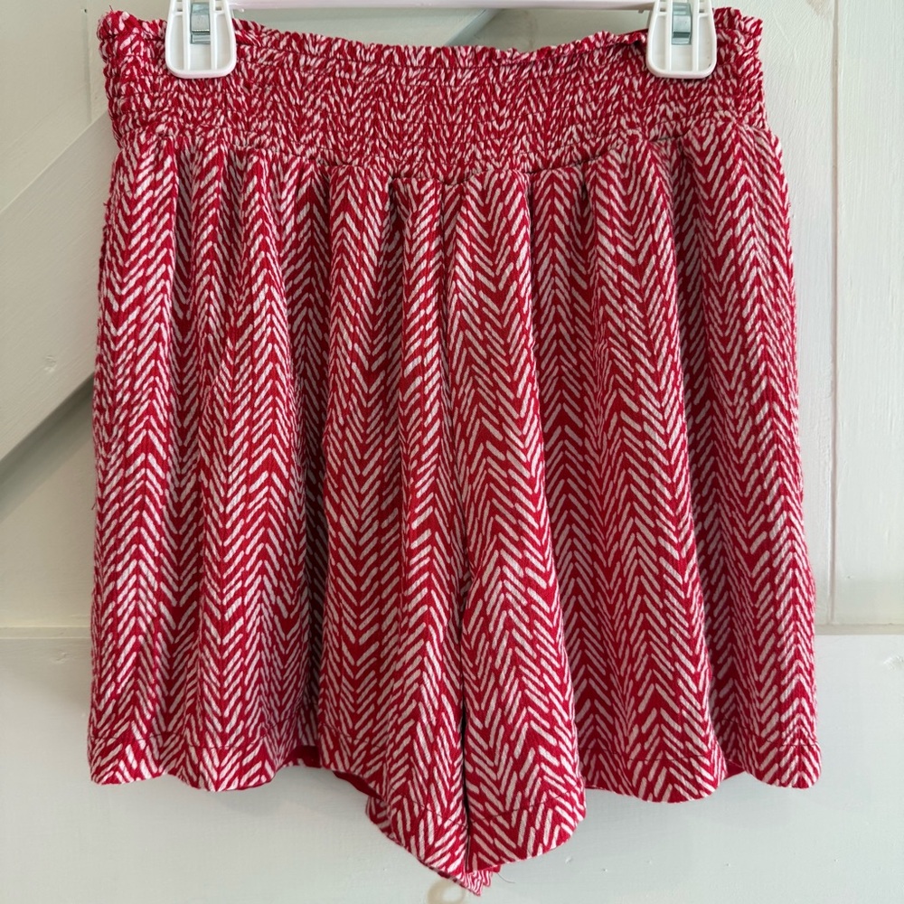 Knox Rose Women’s Red White Flowy‎ Elastic Waist Pull On Boho Shorts XS